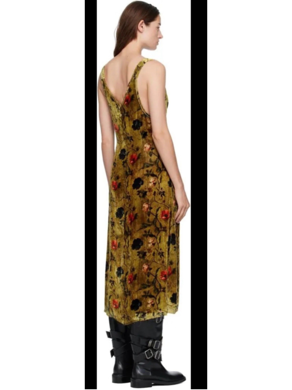 R13 Grunge Floral Print Burnt Velvet V Neck Midi Dress M Edgy Alternative Goth - Picture 4 of 11